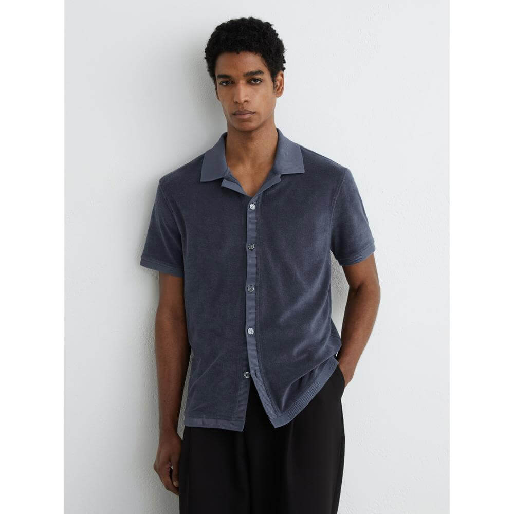 REISS Eden Towelling Short-Sleeve Shirt